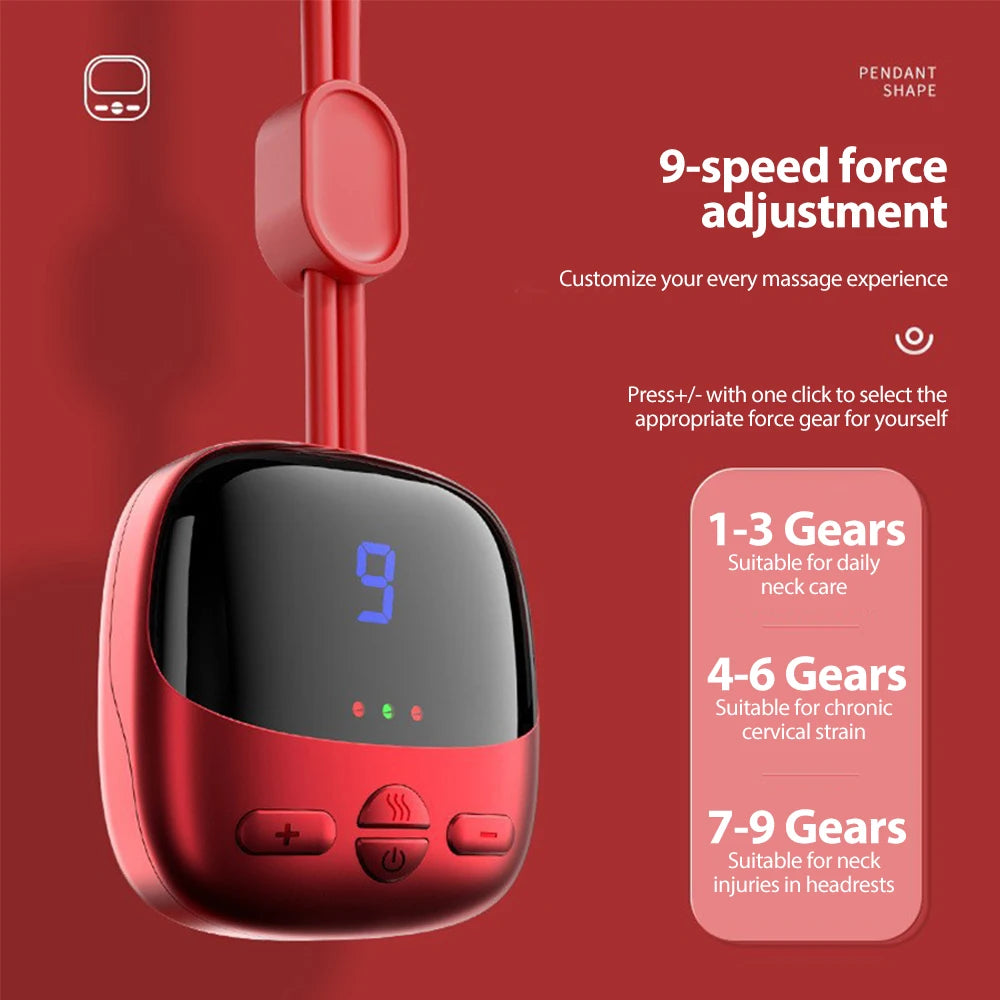 Mini Hanging Neck Massager Portable Muscle Stimulator Hot Compress Pulse Neck Massager Rechargeable Cervical Spine Massager