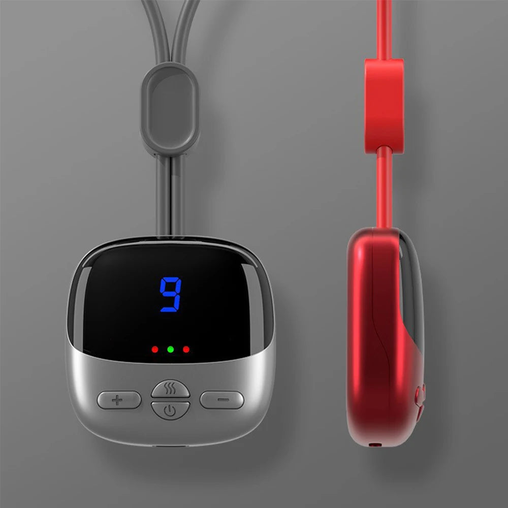 Mini Hanging Neck Massager Portable Muscle Stimulator Hot Compress Pulse Neck Massager Rechargeable Cervical Spine Massager